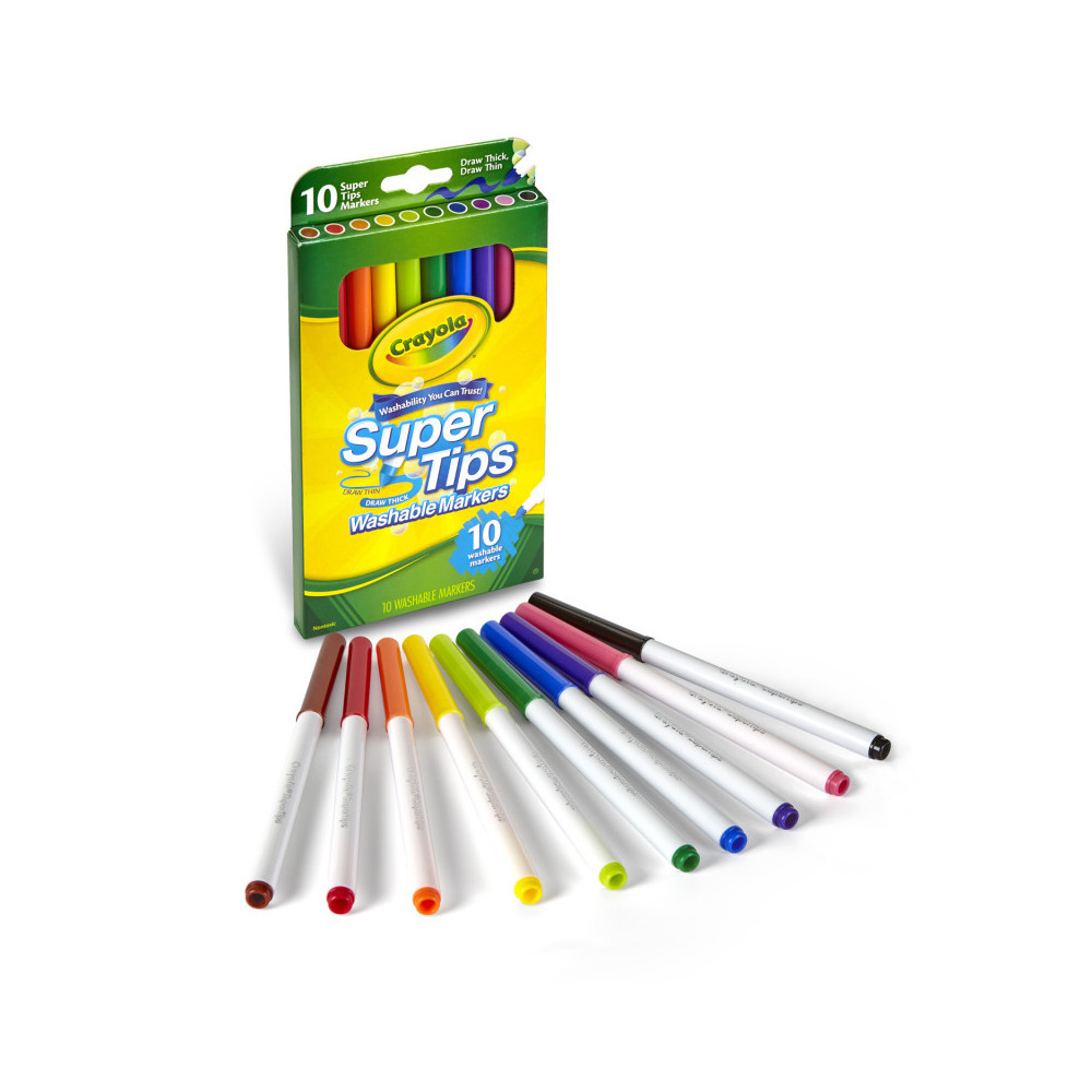 Crayola® Washable Super Tips Markers, Pack of 10 BIN588610, image size:1000x1000